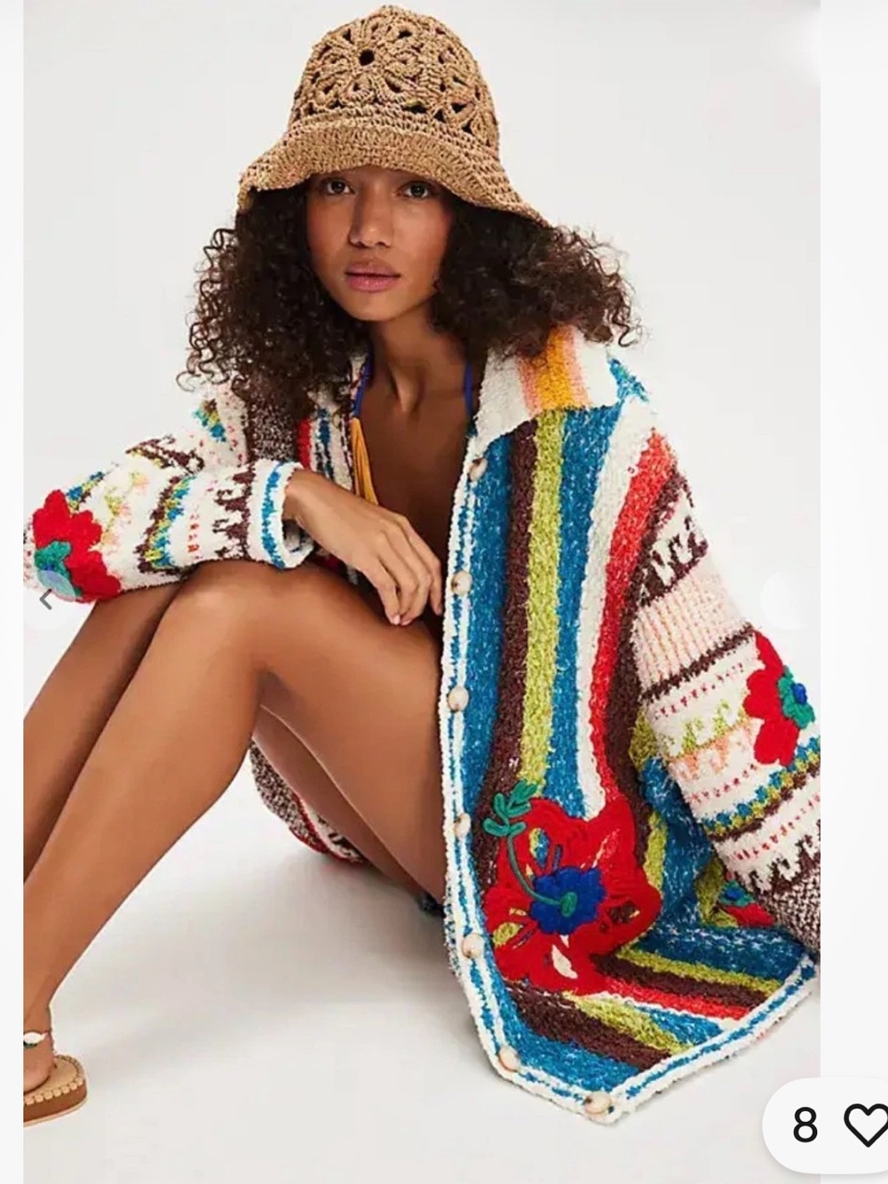 Free People Terry Towel Multicolor Striped Cardigan